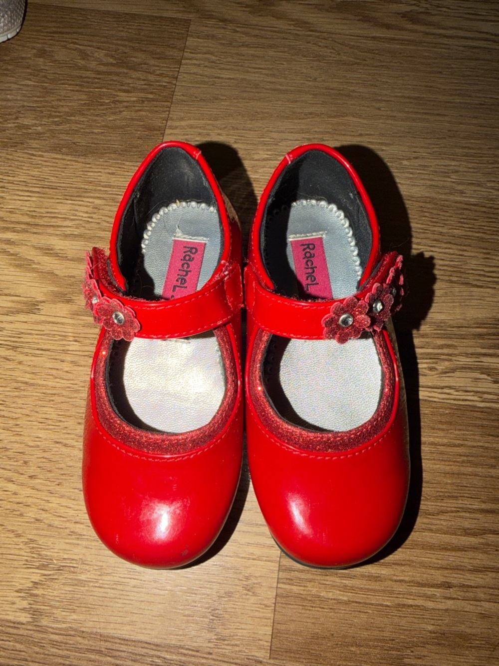 Rachel shoes Red Patent Girls' Mary Jane Shoes with Flower Strap